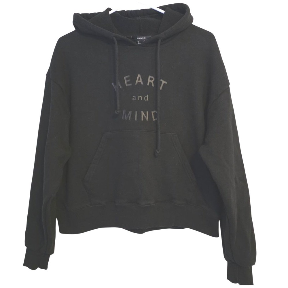 Forever 21 Black Heart and Mind Graphic Hoodie Sweatshirt Size S